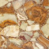 Table basse néo-classique en onyx et laiton 1970