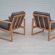 1970s, danish armchair, reupholstered, furniture wool, beech wood