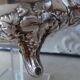 Antique silver-plated metal tealight with vine branch decoration