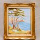 Oil painting of the Mediterranean coast with a high-quality Baroque frame.