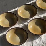Set of 8 brown-rimmed stoneware deep plates Atelier Saint Simon D19.5