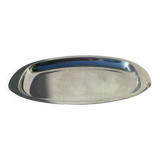 Oval stainless steel dish signed Rémi Letang
