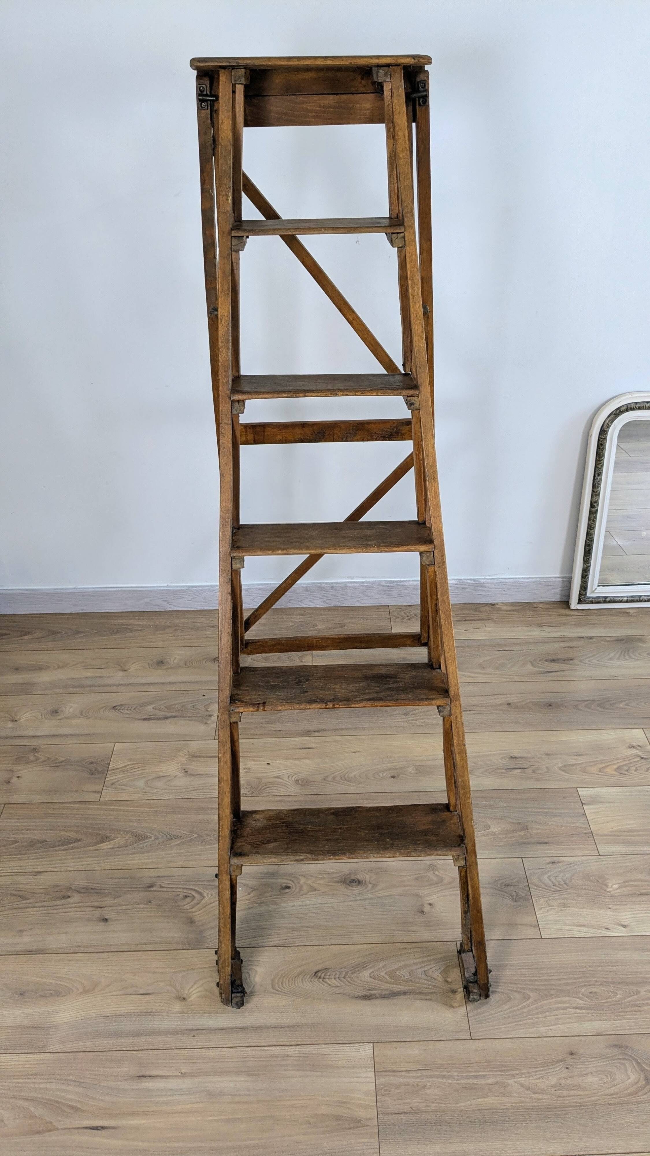 Vintage wooden painter's stepladder - authentic patina