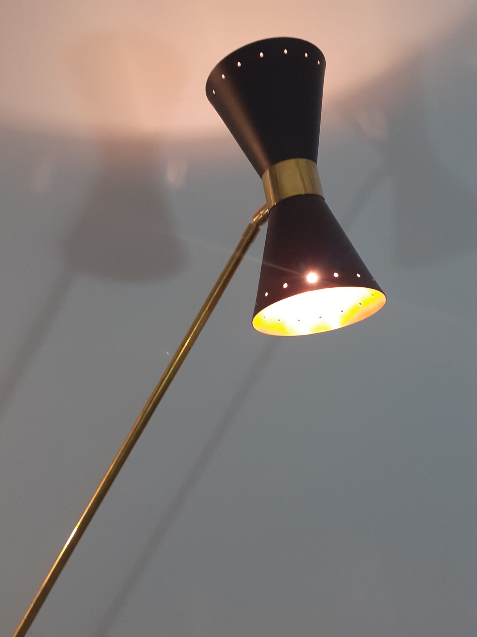 Italian Lamppost in Ball, Brass Spot diabolo double focus, Style 1950s
