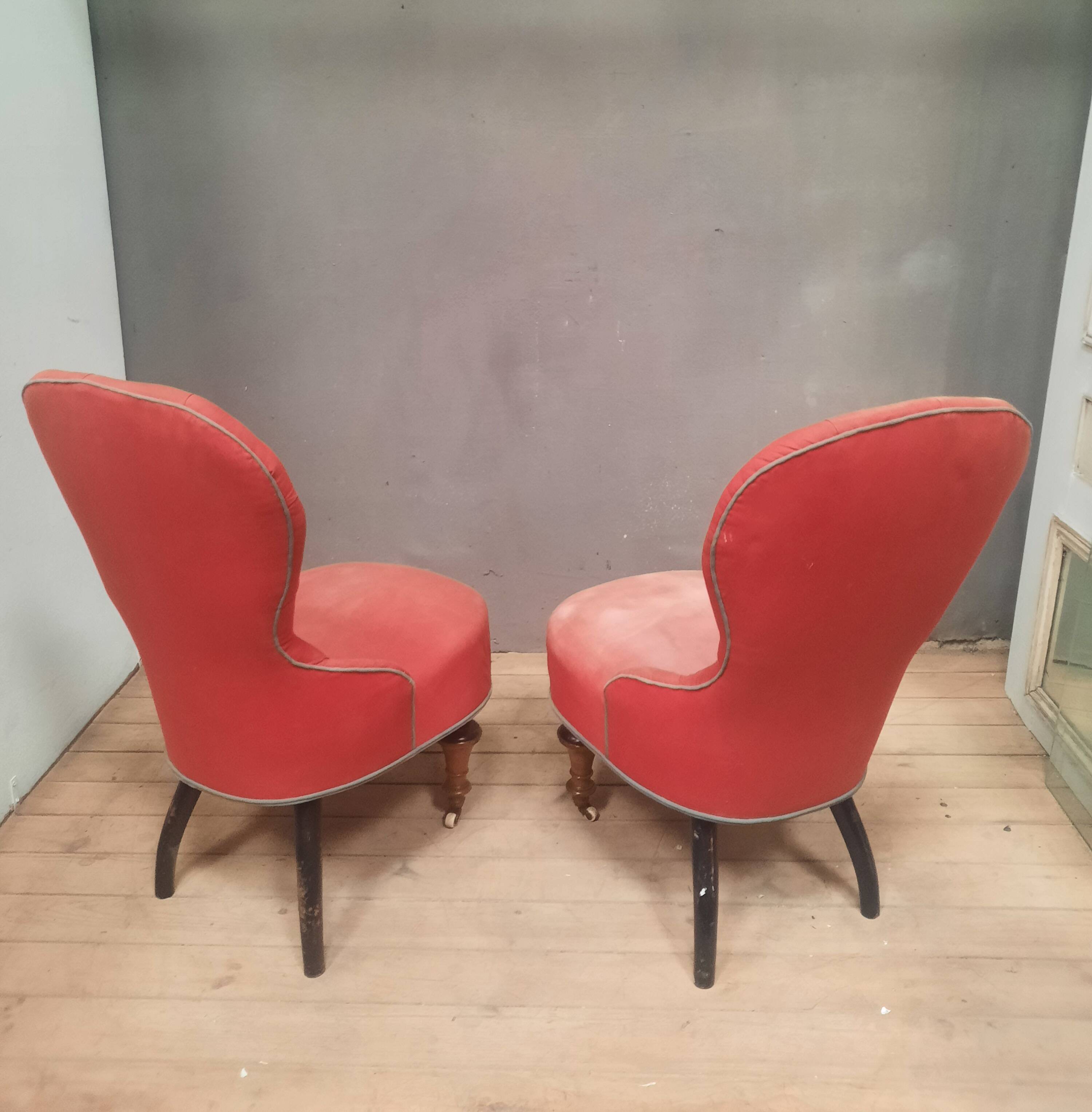 Pair of upholstered toad chairs