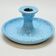 Light blue glazed ceramic candle holder with green speckled signed scorpion stamp