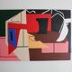 Signed colourful geometric abstract art