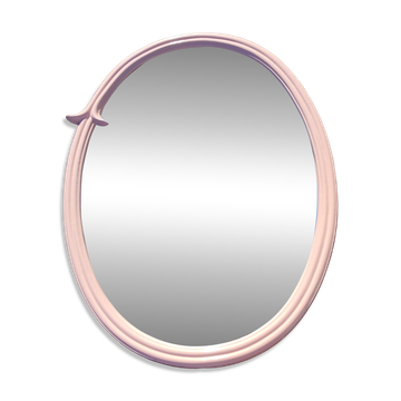 Miroir ovale vintage en fonte rose pastel style Louis XVI
