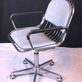 Chrome dining room set, La Metal Arredo and Moltoni&Co, 6 chrome chairs and table, Italy