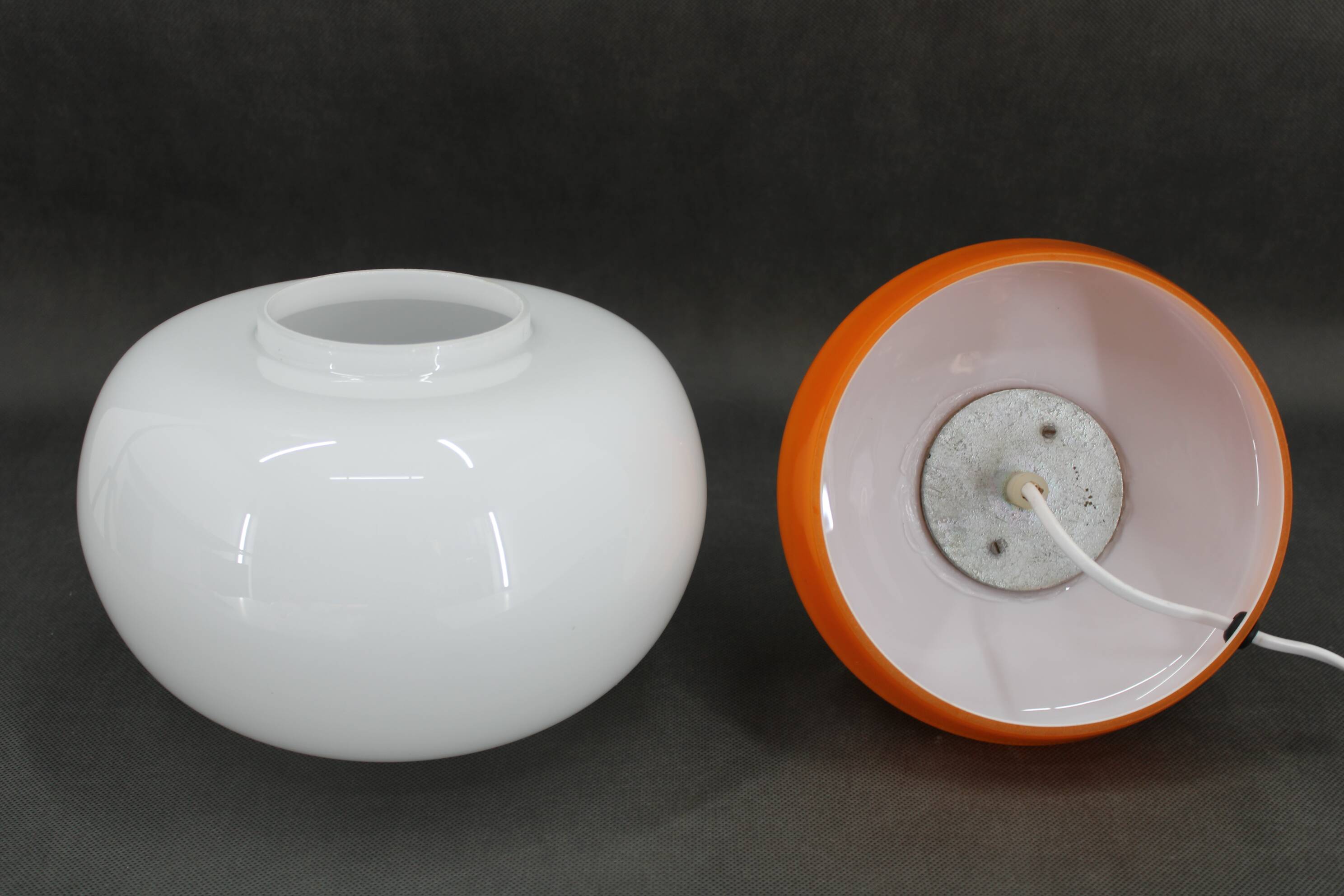 1970s Stepan Tabery Orange Glass Mushroom Table Lamp, Czechoslovakia