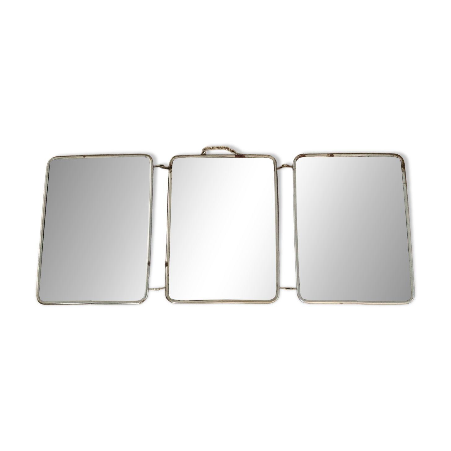 Miroir triptyque de barbier ancien pliant