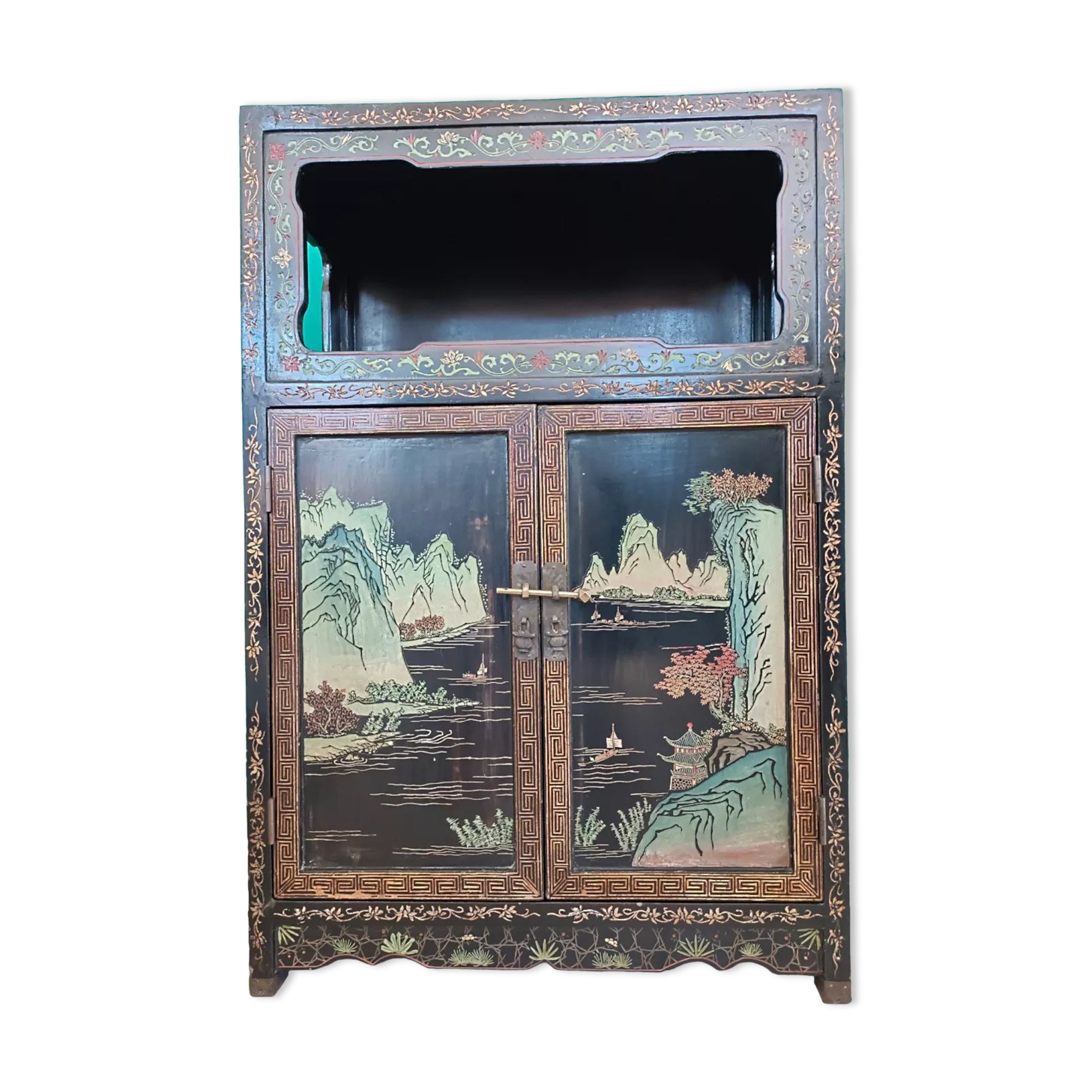 Black lacquered Chinese sideboard