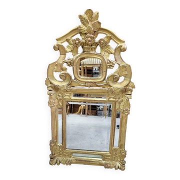 Miroir à parcloses en bois doré, fin du XVIIIème siècle