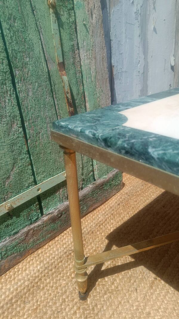 Table basse marbre & laiton – style Maison Jansen – années 70