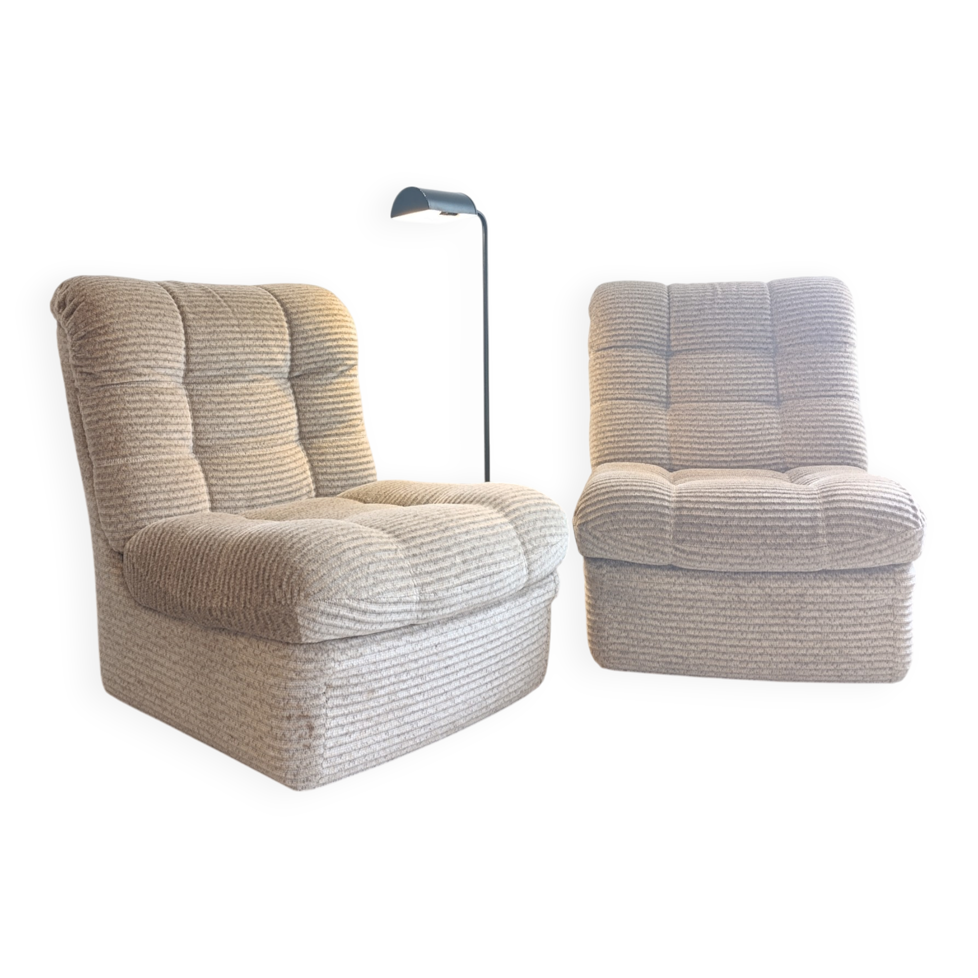 Vintage 1970 beige wool armchair