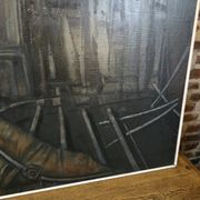 Pair of oil on canvas paintings of a boat interior from the 50s/70s