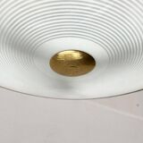 Metal ceiling pendant lamp, made of glass and metal, German mid-century modern style, 1960s.