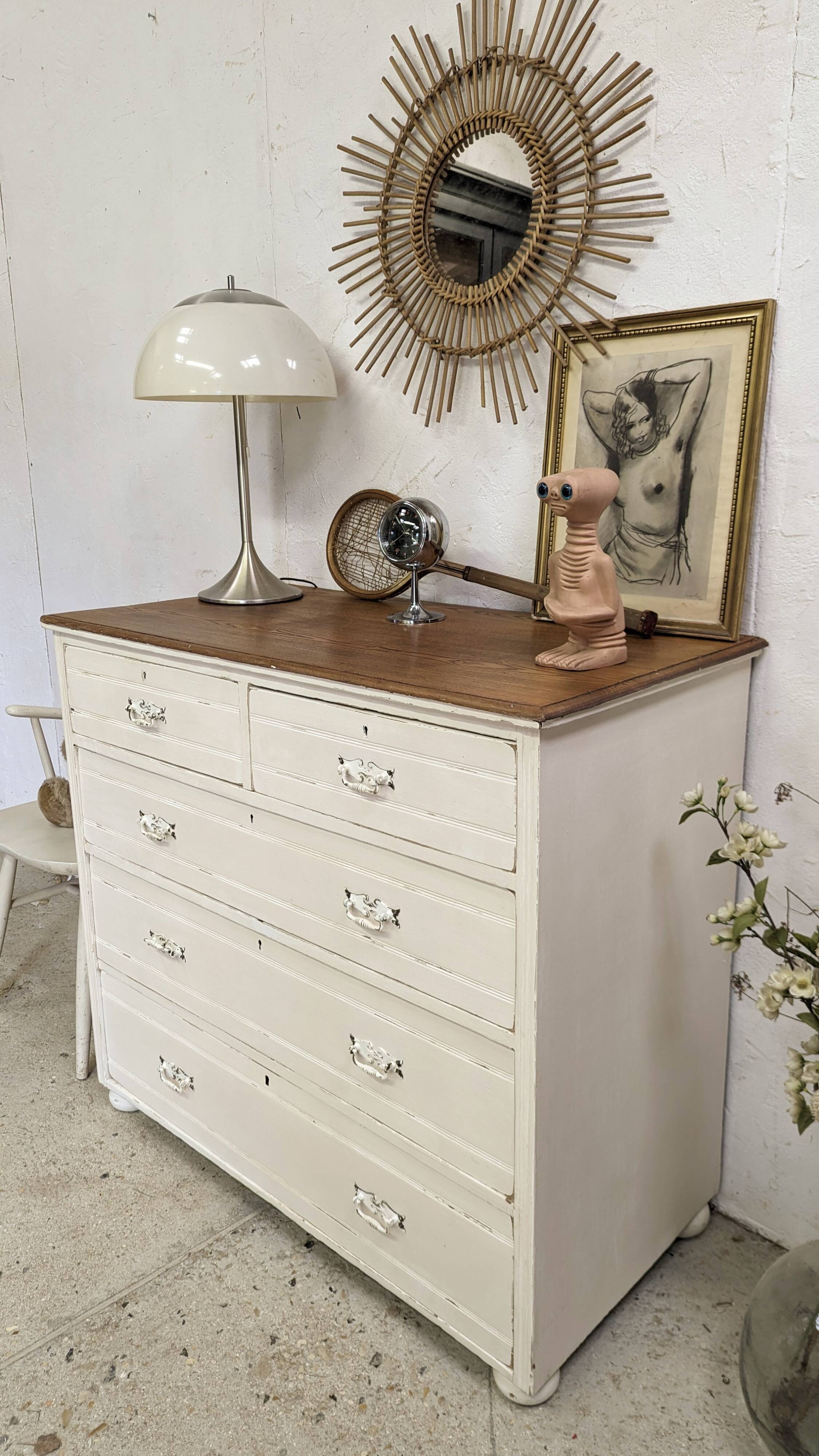 Old English chest of drawers with Gusravian shabby chic patina