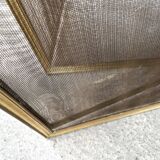 19th century fireplace screen by Bouhon Frères in brass, French spark guard 1890