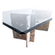 Italian marble coffee table with glass top 1970's