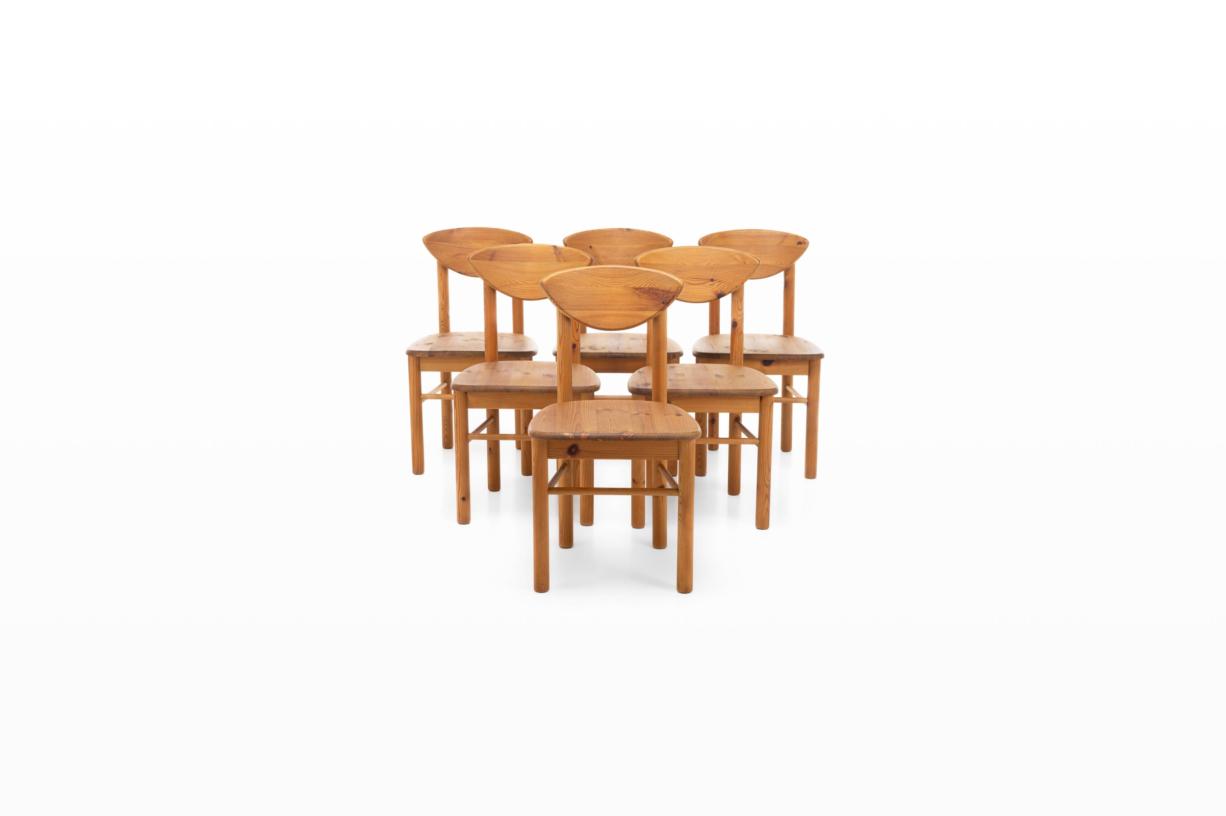 Suite de 6 chaises à repas vintage en pin