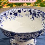 Antique salad bowl, Creil and Montereau, in earthenware, Flora model with bindweed