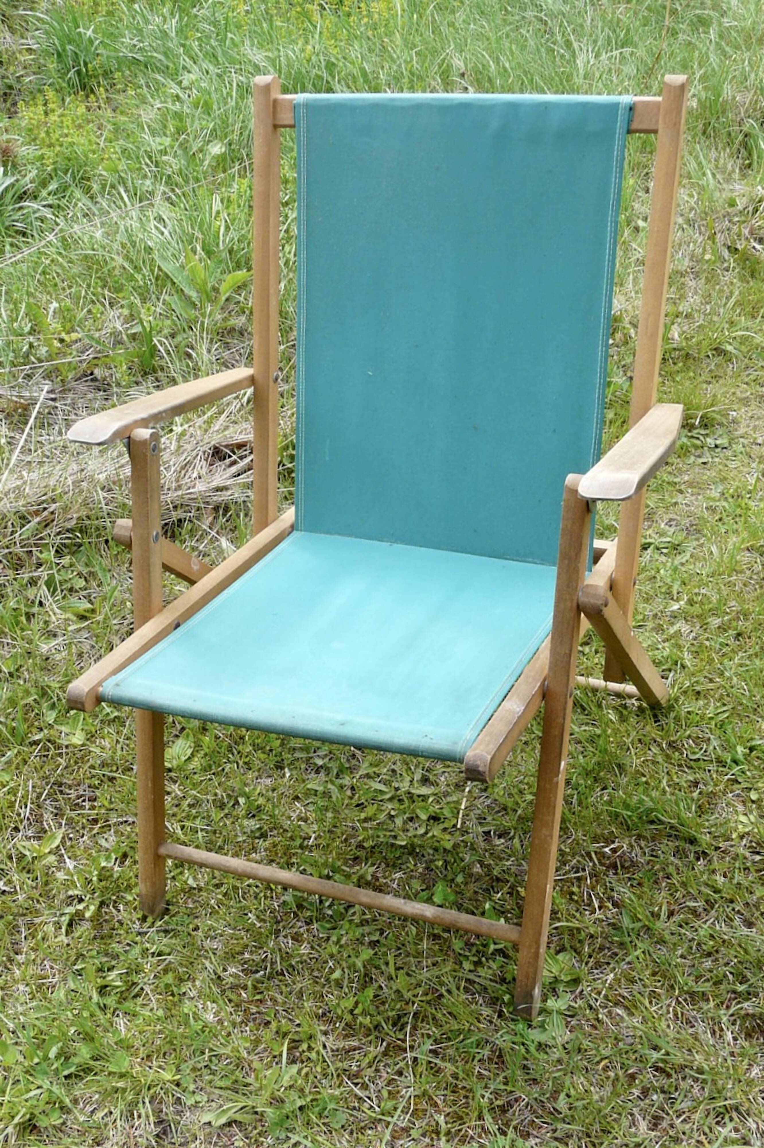 Vintage folding armchair 1960 - Canvas garden chair