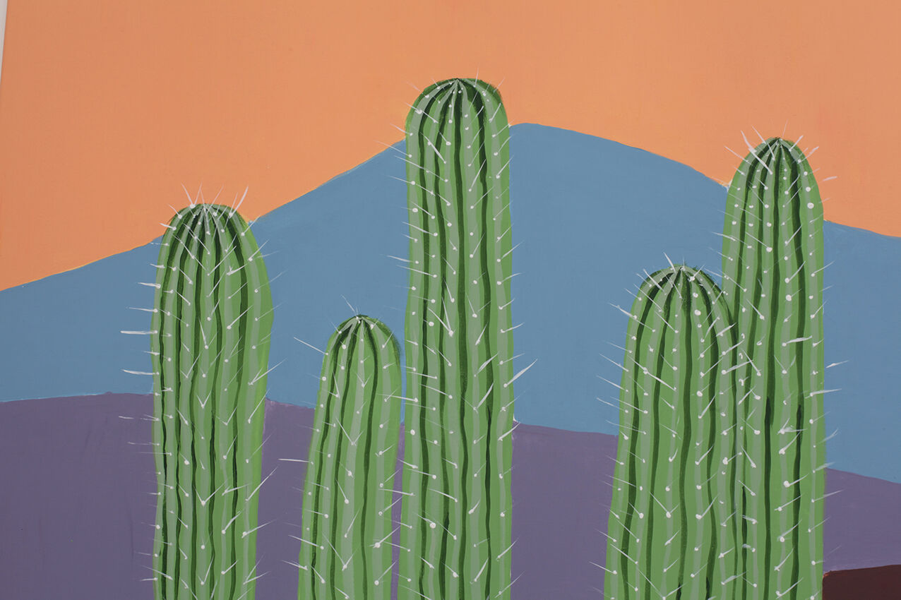 Contemporary painting on cactus canvas