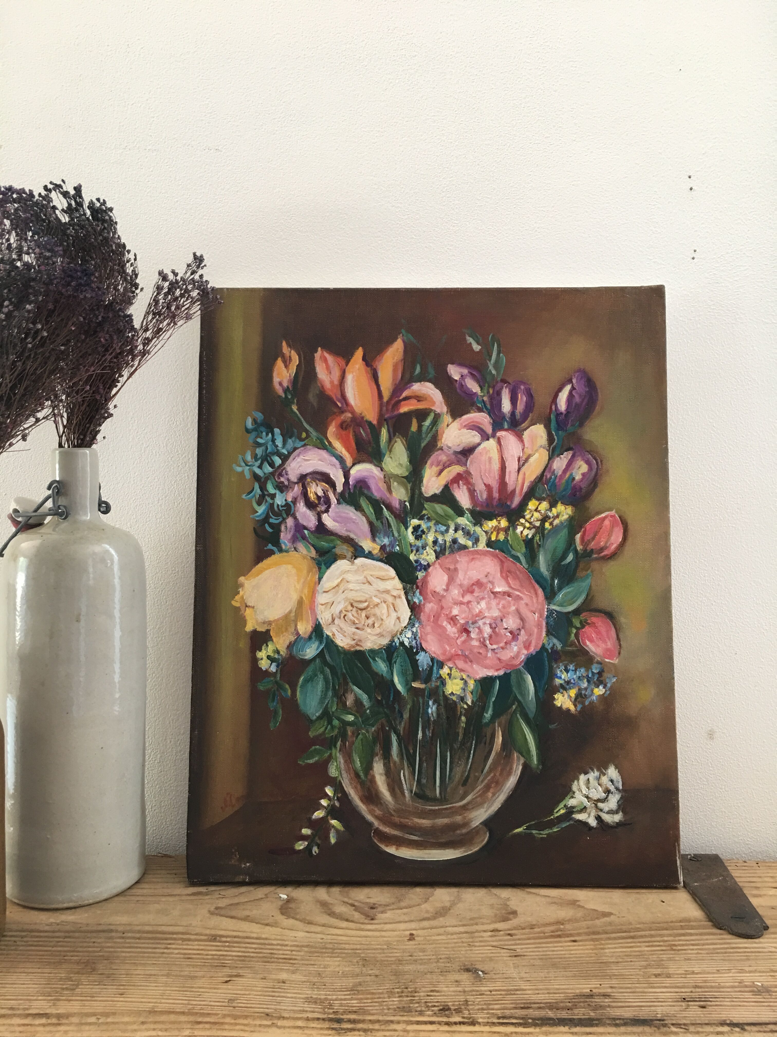 Oil on canvas flower