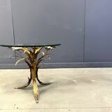 Vintage gilt metal flower side table, 1960s