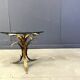 Vintage gilt metal flower side table, 1960s