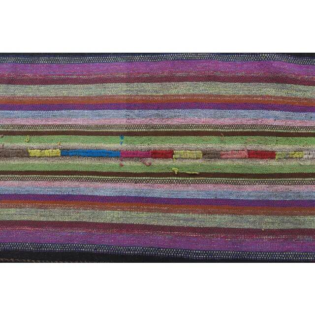 Vintage Turkish Hand-Knotted Wool Cotton Purple Kilim Area Rug 148x205