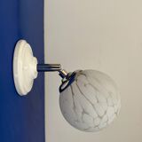 Vintage glass globe wall light from Clichy, white.
