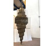 Oversized Contemporary Murano Glass Chandelier, “Quadriedro” Design in Fumé