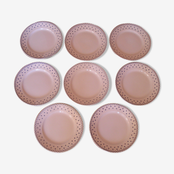 Set of 8 flat plates in faience