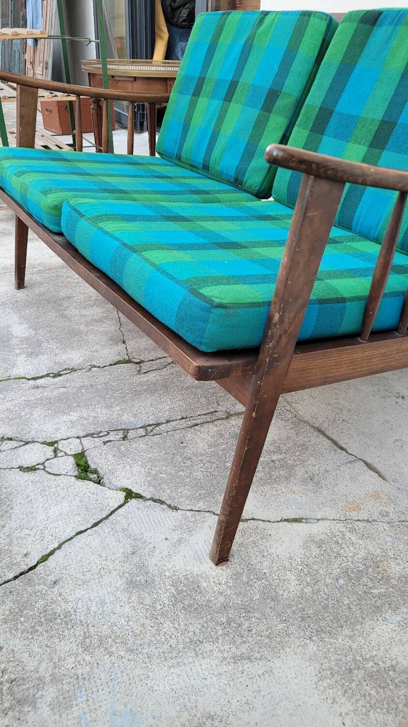 Vintage Scandinavian 2-seater sofa bench - 1950s