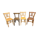 4 bistro chairs café wood curved mismatched vintage