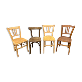 4 bistro chairs café wood curved mismatched vintage