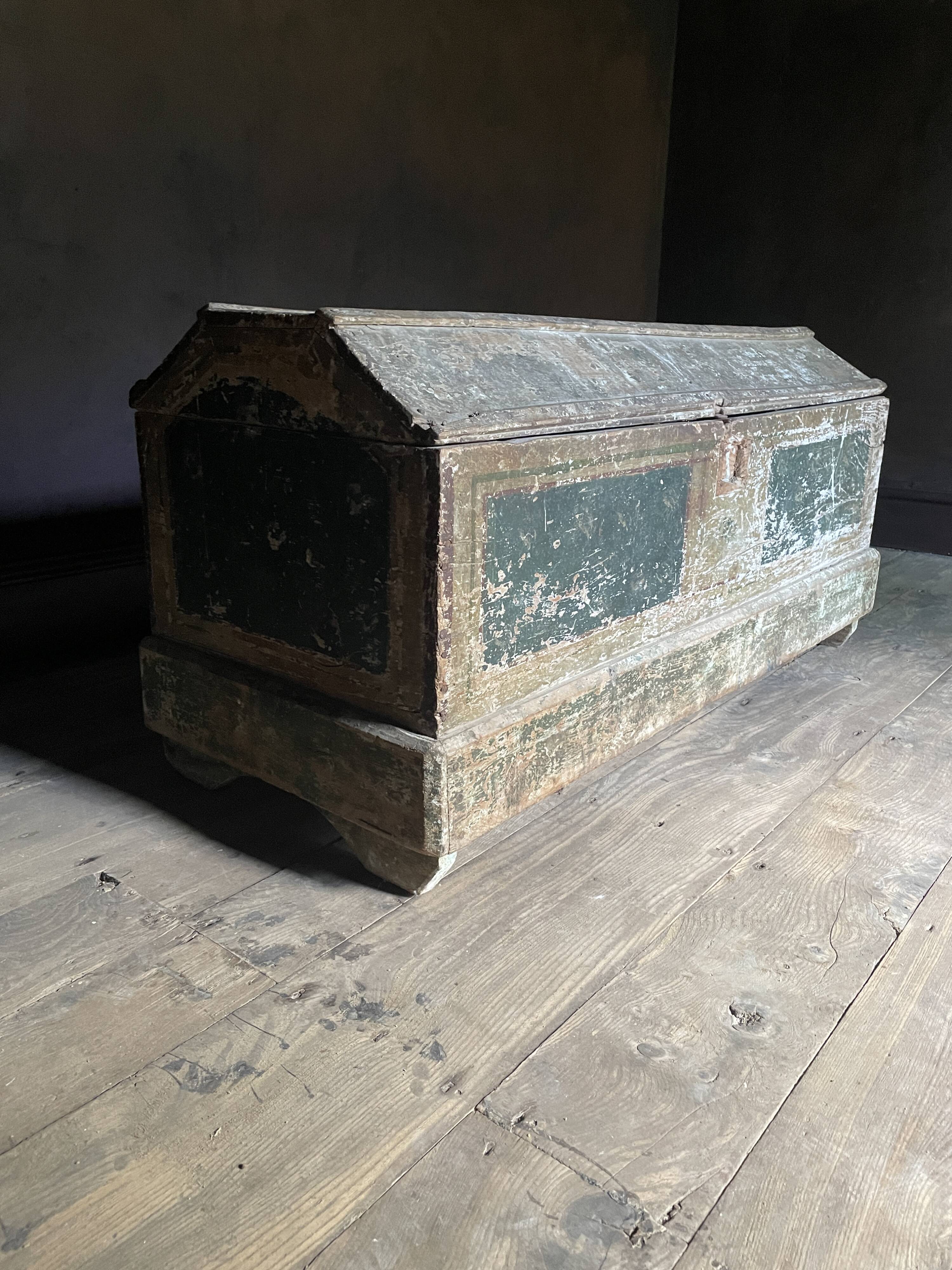 Large Antique 19th Century Continental Painted Pine Blanket Chest | Antique
