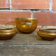 Salad bowl + 2 Antique AMBRINE Bowls Amber Glass + Gold Bronze Mounting