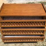 Vintage wood and rattan chest of drawers