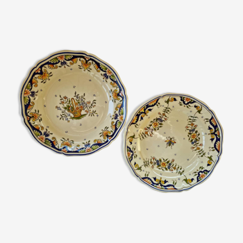 Set of 2 decorative plates décor Rouen Faïenceries Masse