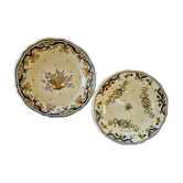 Set of 2 decorative plates décor Rouen Faïenceries Masse