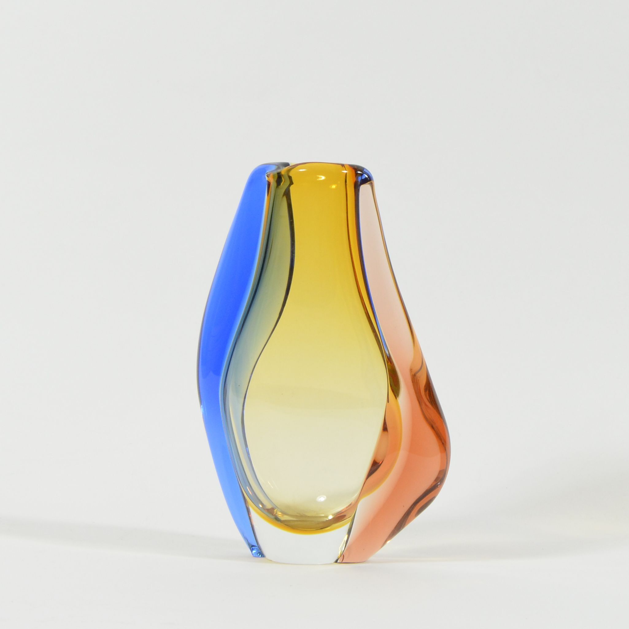 1960s blown glass three-colour vase