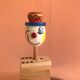 Jouet ancien jeu de dominos en bois avec personnage de clown