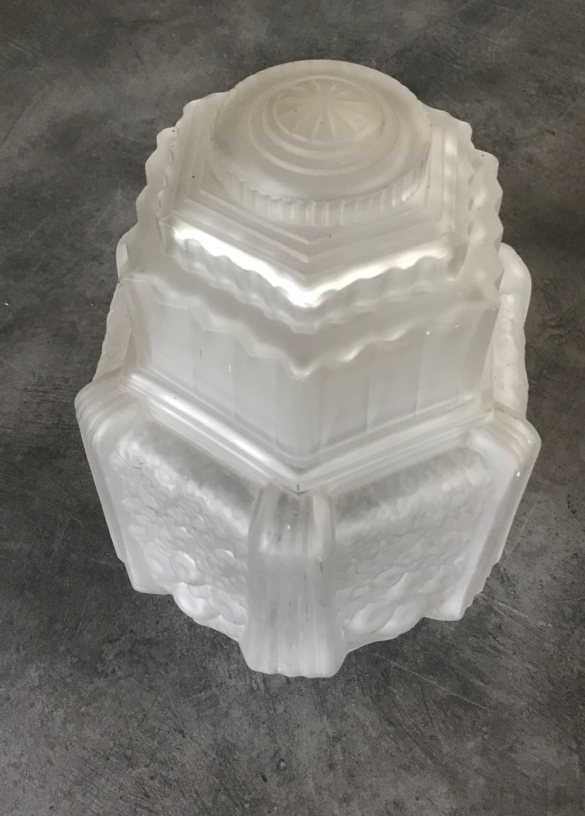 Old frosted glass lampshade suspension ceiling lamp art deco 30 cm