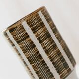 Brown Beige Ceramic Vase - Mid-Century Studio Vase, 1960s, Crosshatch Texture