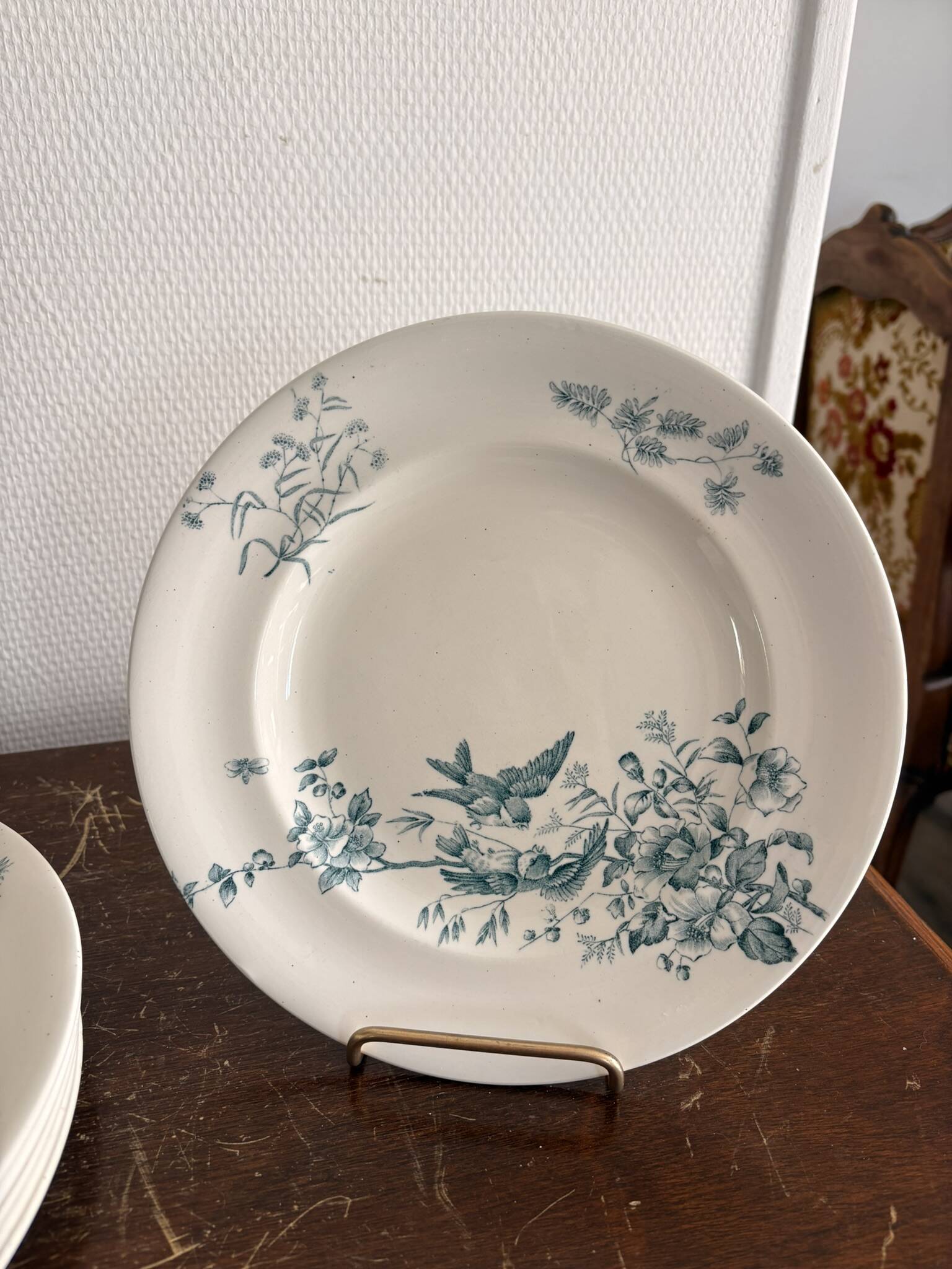 Lot 6 Plate Plates Faience Longwy Model Mignon