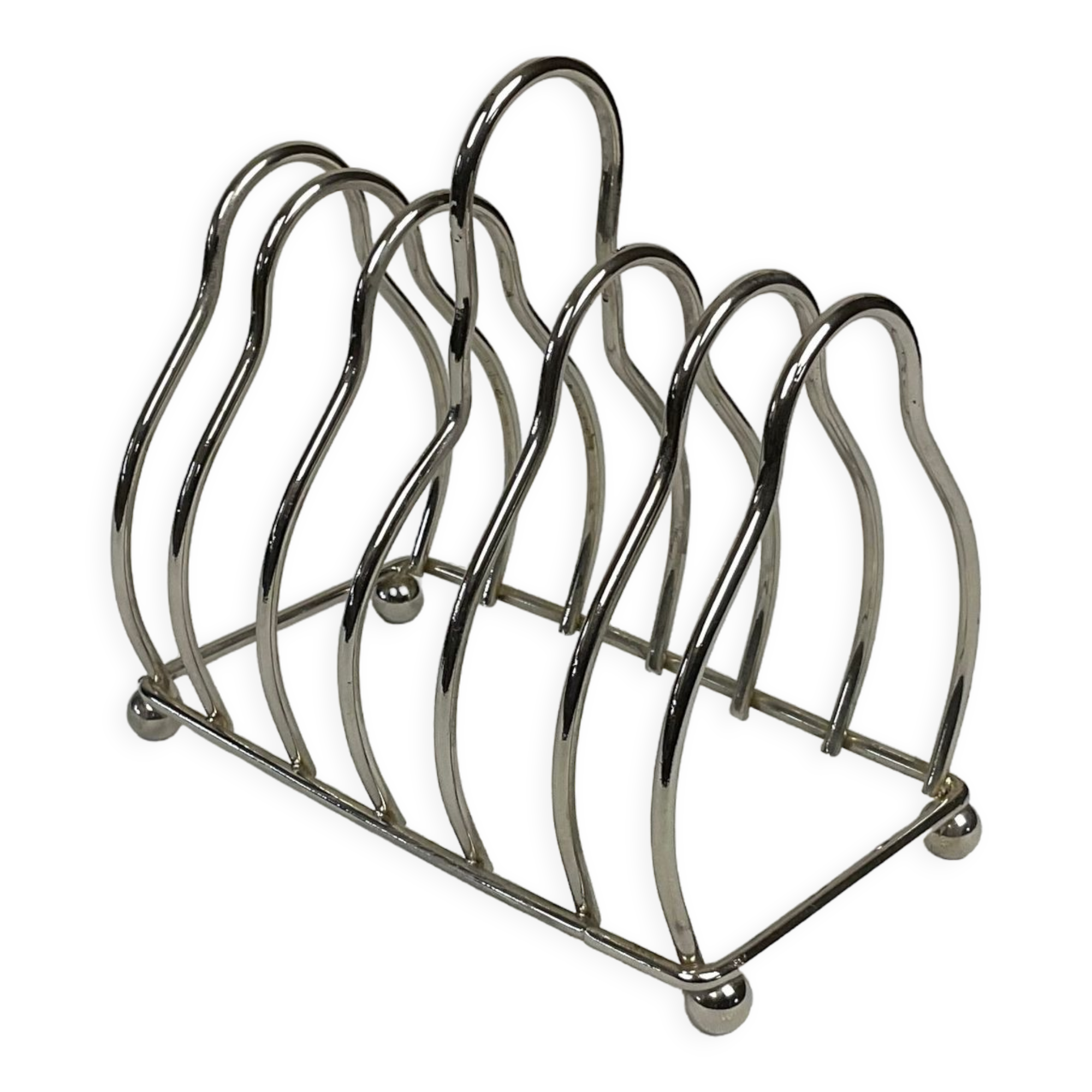 Toast holder in silver metal