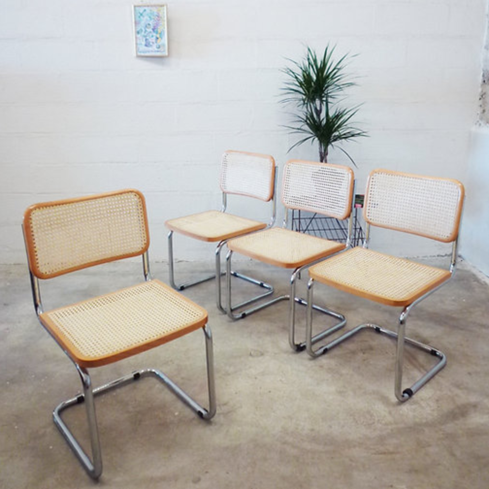 Set of 4 chairs "B32", Marcel Breuer, Italy, 1990